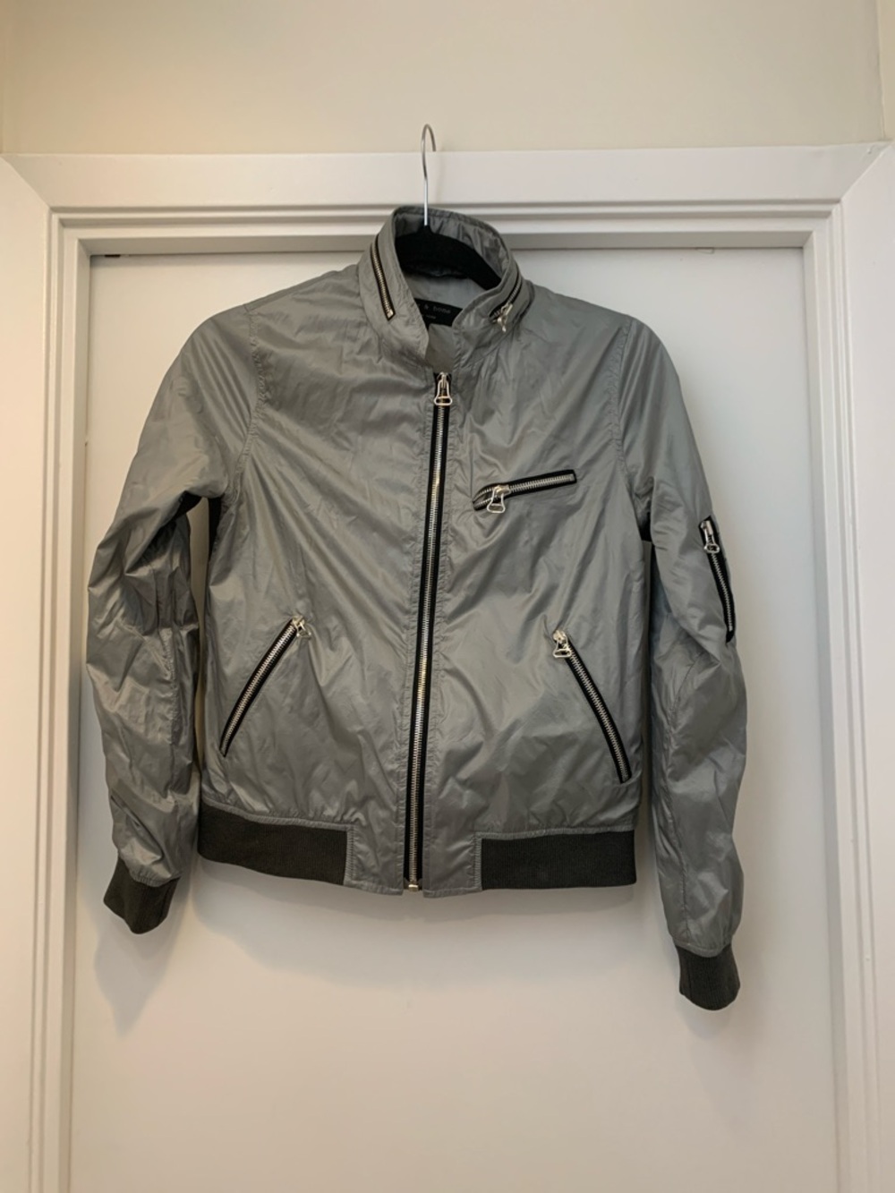 rag & bone Silver-Gray Zip Front Jacket
